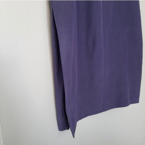 KASPER Linen Silk Minimalist Classic Long Maxi Skirt Side Slit Purple Blue Sz 12 - Picture 5 of 8